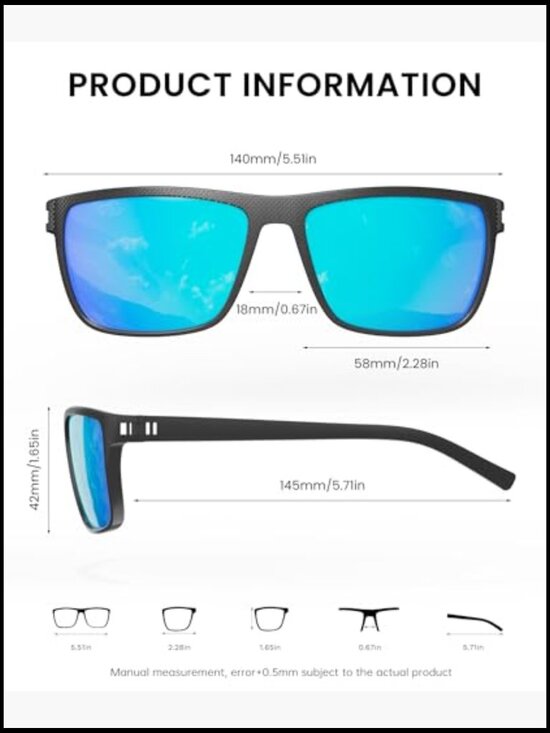 Polarized Square Sunglasses UV Protection Fishing Lightweight Plastic main image 5